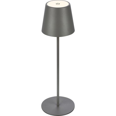 Lampe de table grise a' batterie rechargeable 3w 280 lumens 3000k re'glable pour les fetes dans le jardin a' la maison