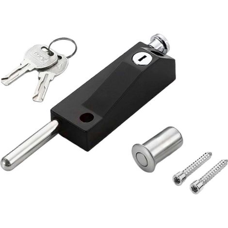 Verrou de porte avec 2 clés, pêne dormant étanche à ressort pour salle de bain, noir [DB] Noir