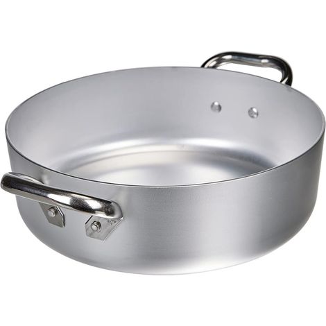 Casseruola Bassa in Alluminio - Diametro 28 cm ed Altezza 9,5 cm - Pentola antiaderente con 2 Manici in Acciaio Inox (1/5)