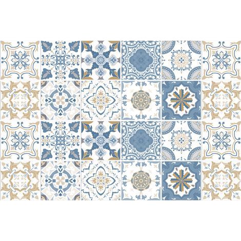 Carrelage adhésif 20x20 pour cuisine et salle de bain – Résistant à l'eau – Lot de 24 stickers muraux – Motifs brique style industriel (1/4)
