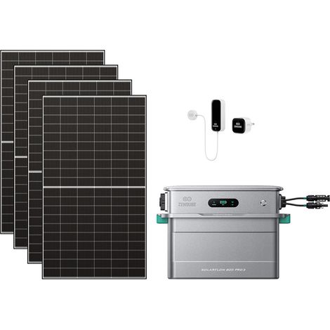 Zendure SolarFlow 800 Pro 2 – Balkonkraftwerk mit Speicher, 2640W Solar-Eingang, 1000W AC-Laden, 800W Ausgang, KI-Energiemanagement, mit Smart Meter D0, 4x500W Solarpanel