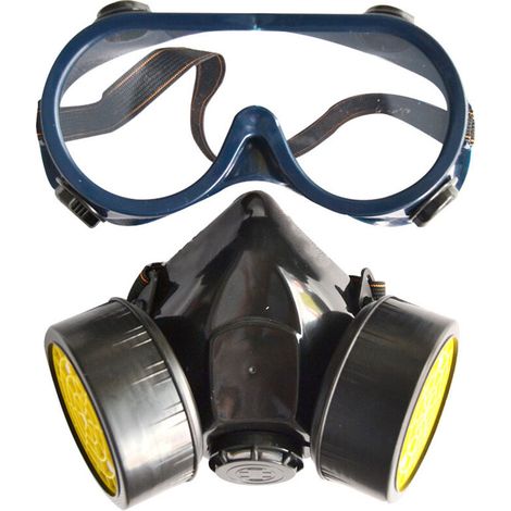 Wiederverwendbare Atemschutzmaske – Doppelte Filtration 97 % – Inklusive Schutzbrille – Für Maler- und mechanische Arbeiten