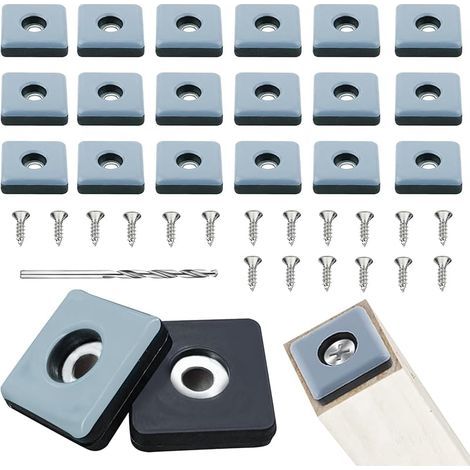 18 X Patins en Téflon PTFE Tampon Chaise 25mm, Tampon Meuble avec Vis, Patin Téflon à Visser Carré pour Bureau pour Bureau Chaise Sol en Bois Carrelage (1/5)