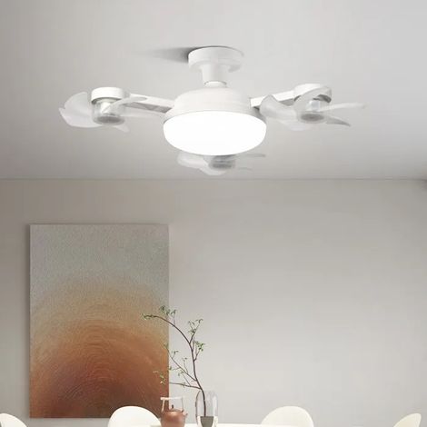 Ventilateur Drone 2-en-1 avec télécommande, ampoule LED 50W E27, 3 modes de couleur et 3 vitesses, grand débit d'air, angle (1/5)