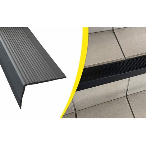 Weiche rutschfeste Stufenkante zum Aufkleben WATTELEZ schwarz 45x75mm 3000mm - 604007NADH (1/2)
