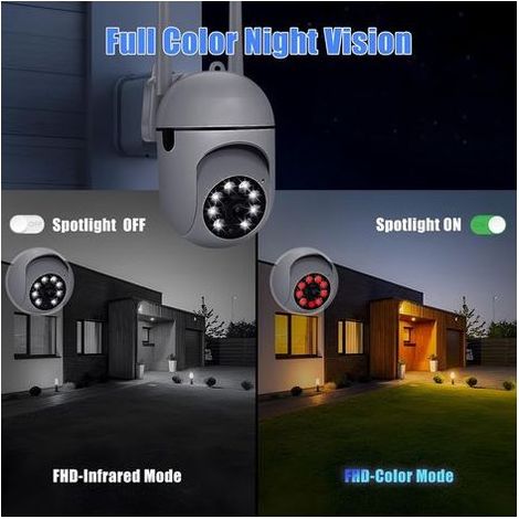 Caméra Surveillance WiFi Extérieur/Intérieur 1080P - Vision Nuit Couleur - Rotation 355° - Détection Mouvement - Audio Bidirectionnel par (1/5)