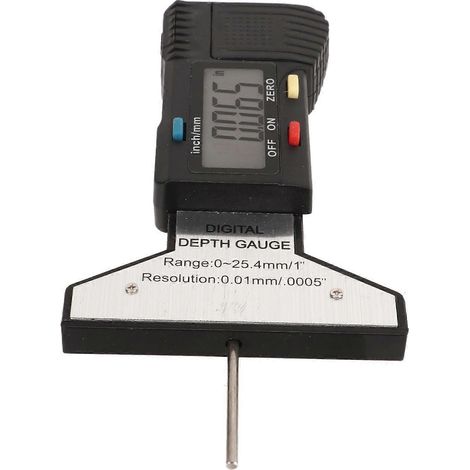 Jauge numérique de profondeur de sculpture des pneus avec conversion pouces/mm, plage de mesure 0–25,4 mm, écran LCD pour voitures, camions et motos