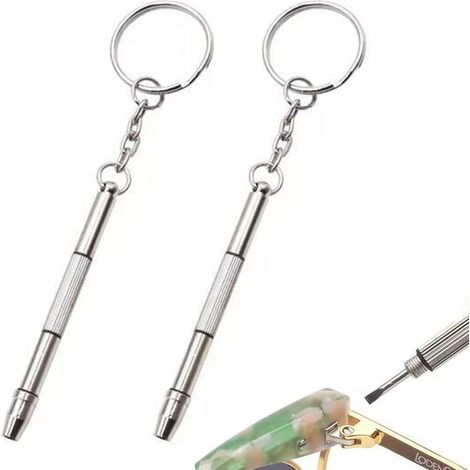 2 Pièce Tournevis À Lunettes, 4 En 1 Tournevis Lunettes Opticien Pour Lunettes, Mini Tournevis À Deux Bouts, Porte Clés De Poche Pour Lunettes, Montres (1/5)