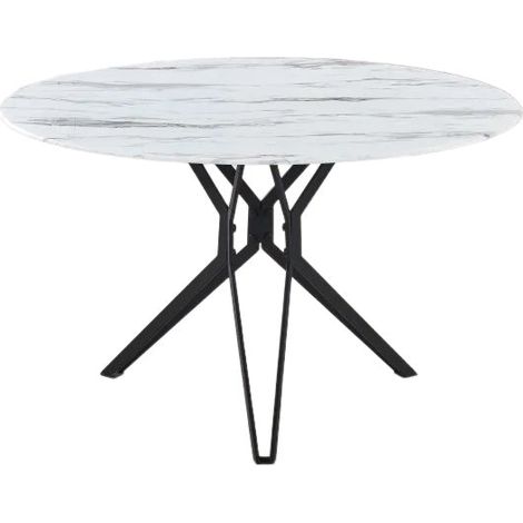 Table à manger ronde verre effet marbré 120x75 cm – ELECTRA (1/5)