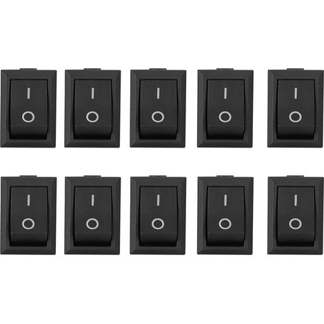 Lot de 10 interrupteurs à bascule 2 broches marche/arrêt, 2 positions, en plastique noir, accessoires industriels KCD1-101 (1/5)