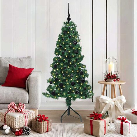vidaXL Árbol de Navidad Artificial de Esquina Verde 150 cm PVC y Metal (1/5)
