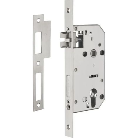 Serrure électrique encastrée pour poignées connectées – Inox – Entraxe 70mm – Axe 50mm – Carré 8 – Ouverture clé ou électronique – Intelock