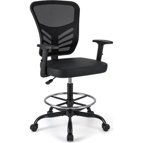 Fauteuil de bureau ergonomique 66 x 66 x 104-125 cm assise pivotante réglable en hauteur confort optimal en cuir synthétique noir