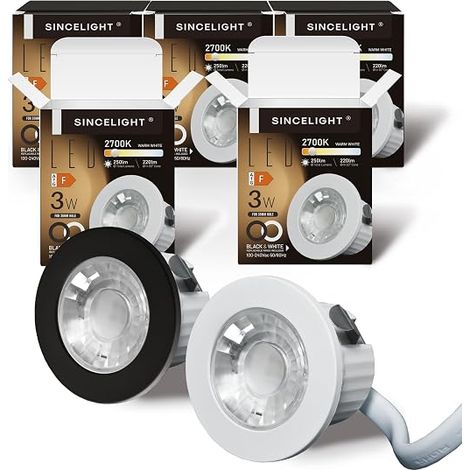 Mini Spot encastrable 3W, petit downlight à LED pour trou de 35-40mm, Anneau blanc/noir remplaçable, Blanc Chaud 2700K, Remplaçant MR11, étanche IP65 pour plafond/armoire/vitrine (1/5)