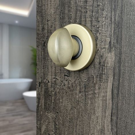 Ouvre&Déco – 2 rosaces de poignée de porte rondes ROSA verrou condamnation, Aluminium aspect doré