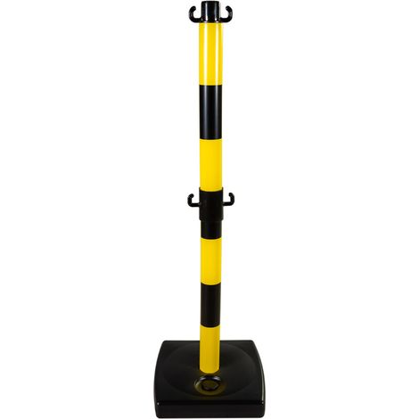Poteau PVC Jaune/Noir avec crochets à mi-hauteur sur socle à lester 4kg - 2000949