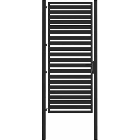 Portail de jardin,Portillon,Porte de jardin verrouillable noir 100x200 cm aluminium CFW89118 (1/5)