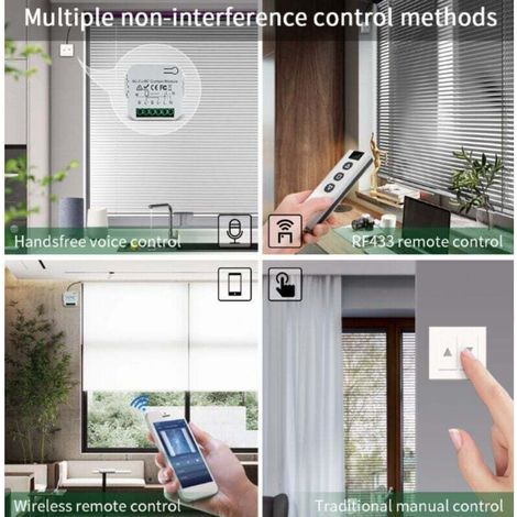 Module Volet Roulant Sans Fil, Interrupteur Sans Fil pour Volets Roulants, Stores, Composé d'une Télécommande RF + Module Récepteur, Max. 100m de Portée (1/3)