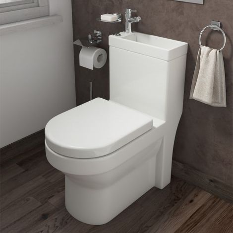 2 In 1 Compact Close Coupled Toilet and Basin Combo Space Saver Unit with Mono Basin Mixer Tap (1/5)