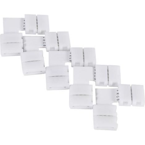 Connecteur Bande LED - 4 Broches L Forme - Compatible RGB 5050 10 mm - Plug And Play - 5 Pièces (1/3)
