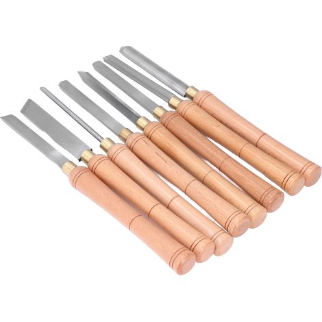 Ensemble de 8 outils de tournage portatifs en acier rapide, ciseaux à sculpter avec manche en bois (1/5)