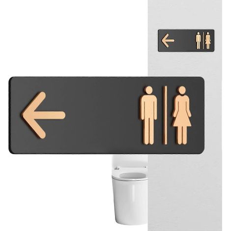 Panneau signalisation toilettes hommes femmes avec flèches gauche/droite panneau acrylique avec symboles toilettes (1/5)