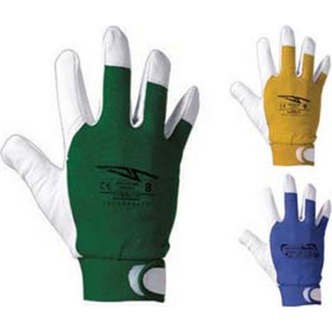 12PA GUANTI DA LAVORO PELLE FIORE OVINA DORSO COTONE - tg. 9 giallo