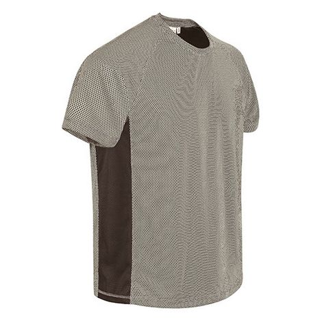 Camiseta técnica manga corta y cuello redondo, bandas laterales de color, tejido técnico transpirable MARATHONER L Beige arena/Marrón nogal