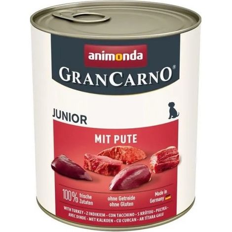 Comida h煤meda para perros ANIMONDA Grancarno Junior con pavo, lata 12x800g