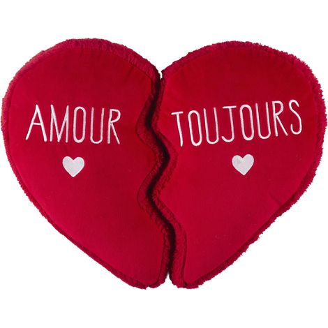 Coussin détachable polyester forme de coeur 35x40 cm AMOUR TOUJOURS rouge (1/5)