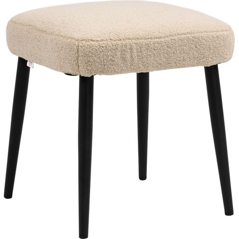 Pouf quadrato beige 42x42x47 cm in poliestere con gambe in acciaio MODENUIT (1/5)