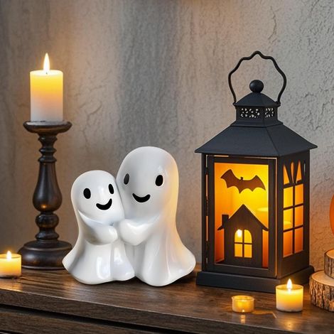 Statuette décoration d'intérieur mignonne (1 pièce) pour Halloween, art humoristique, sculpture de doigt, fantôme de bureau (1/5)