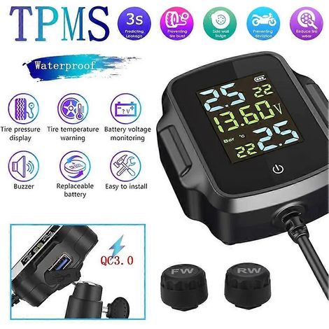 TPMS Motorrad mit 2 externen Sensoren Intelligentes Reifenwarnsystem (1/5)