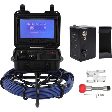 Caméra d'égout HD 9 pouces, écran LCD Flexible, Inspection des tuyaux avec lumières LED pour canalisations, système de traitement des eaux usées, DC 12V (1/5)
