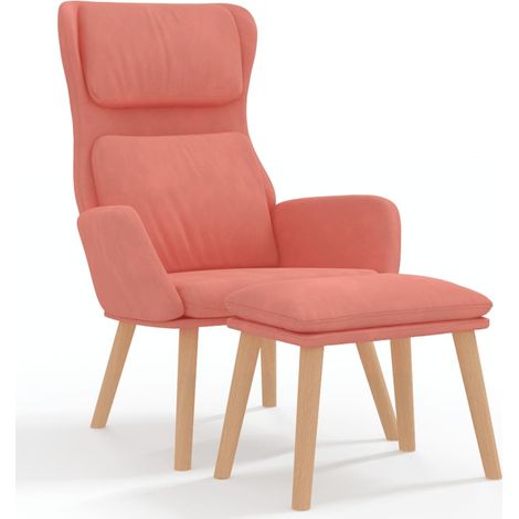 Chaise de salon,Chaise de relaxation avec tabouret Rose Velours CFW94989 (1/5)