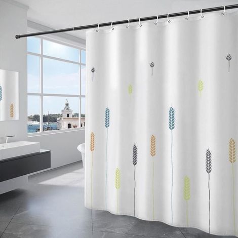 Shower Curtain 180x200CM Waterproof Polyester Fabric Machine Washable Bathroom Curtain with (1/5)