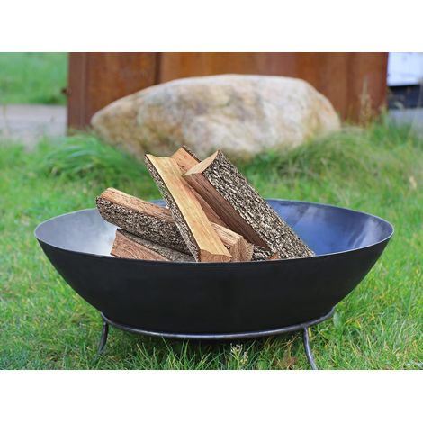 Köhko Feuerschale Köhko Feuerschale "Marbela-XL" ca. 55x55x23 cm aus Stahl mit 3 Füße für Grillabend, Gartefeuer, BBQ, Camping wonderbarer Abend am Strand, Garten, Hof, Terrase Gillabend (1/5)