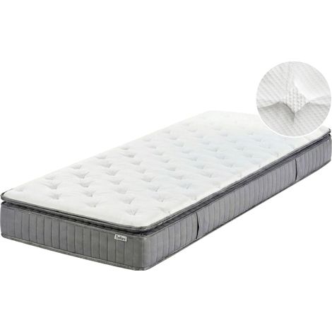 Beliani Gel Memory Foam Pocket Spring Mattress White Springs Fabric, H2/3 Medium Firmness, Gel Filling, Does Not Require Assembly, Holds up to 200 kg, For Heavier People COOL HYBRID 7 PRO (1/5)