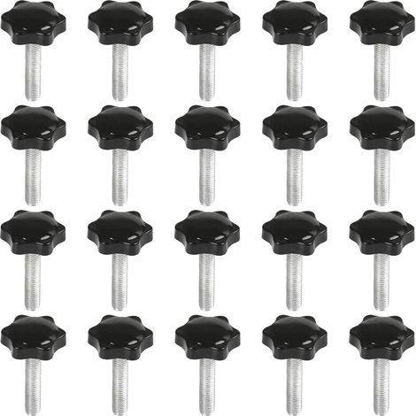 20 pezzi M8 x 40 mm Manopole in plastica Viti a forma di stella per utensili Nere (1/4)