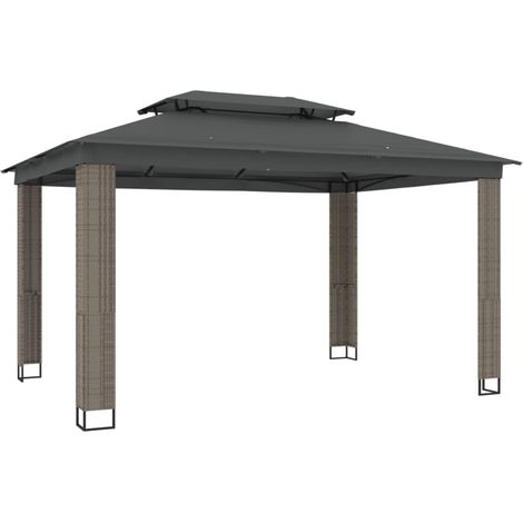 vidaXL Gazebo con Tetto Doppio Antracite 3,94x2,96 m in Acciaio (1/5)