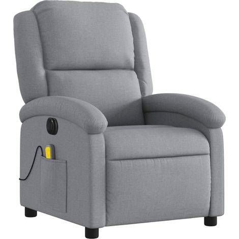 Poltrona relax TV reclinabile elettrica funzione massaggio 6 punti massaggio in tessuto grigio chiaro DEC027169