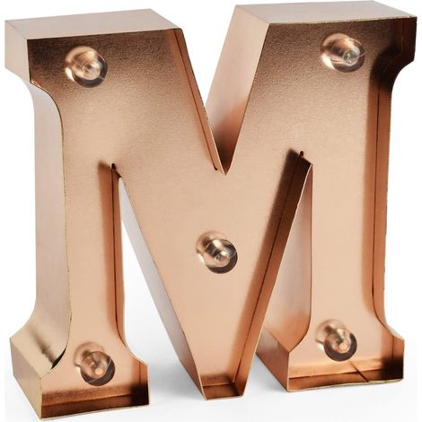 Legami-Mini Decorativa Luminosa, Gancio Posteriore per Appendere Muro, Tasto ON/off, 3 Batterie già Incluse, Luce Color Bianco Caldo, Lettera M, Medium, LELI0013