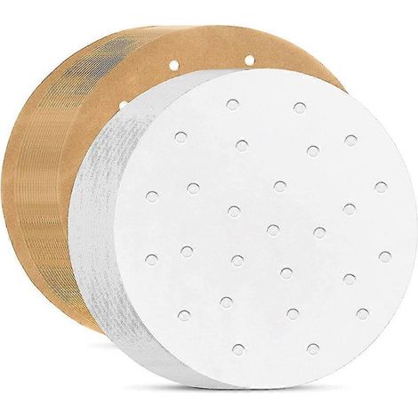 Luftfritteusen-Pergamentpapier-Einlagen, runde Luftfritteusen-Einlage, Luftfritteusen-Pergament-/Bambus-Dampfgarer-Einlage für (1/4)