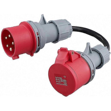 Adaptateur CEE 32A mâle vers 16A femelle, 5 broches rouge, rallonge chargeur VE 400V, prise industrielle édition 0711, connexion électrique robuste. (1/5)