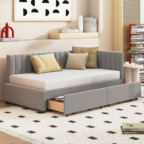 MEUBLIV Bettgestell 90x200 cm Grau – mit Stauraum, ohne Matratze (1/5)
