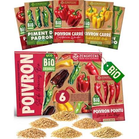 Graines de poivrons bio set 6 variétés reproductibles ZenGreens (1/5)