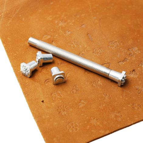 32-teiliges Set aus Stempeln für Lederhandwerk aus Zinklegierung zum Selbermachen: Stempeln, Schnitzen, Prägen, Formen, Griffe (1/5)