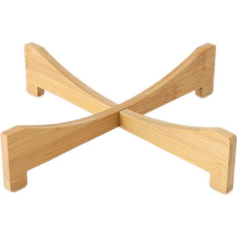 Cache-pot bambou croisé multifonction, support pour plantes et plateau anti-fuite, 29x6cm, idéal pour animaux, maison et cuisine. (1/5)