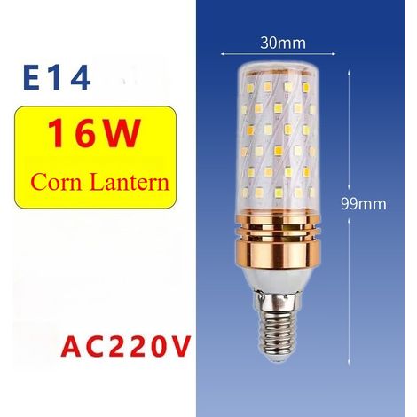 2 Ampoules LED maïs dorées de 16 W - Ampoules LED E14, Lumière naturelle, 85-265 V CA, 1 600 lm, pour l'éclairage intérieur domestique (1/5)