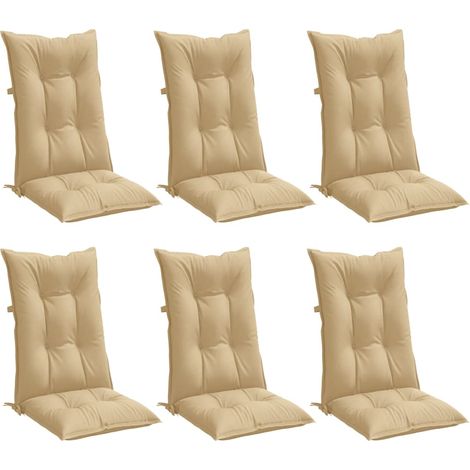 vidaXL Coussins de chaise à dossier haut lot de 6 beige mélangé tissu